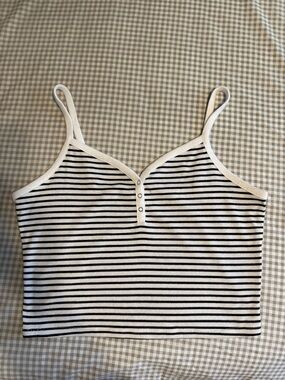 No Boundaries Black and White Striped Cropped Tank Top